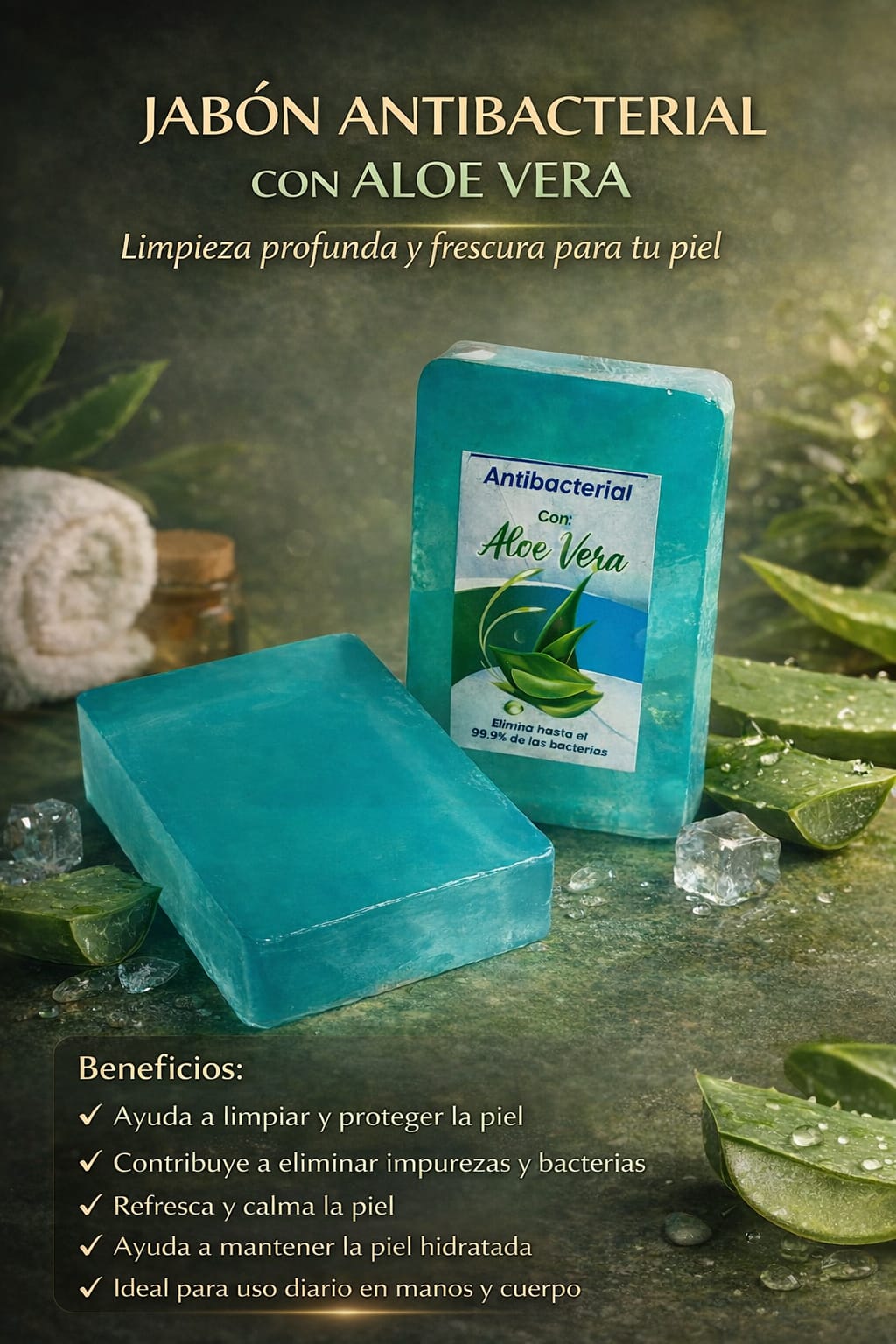 Jabón Antibacterial con Aloe Vera