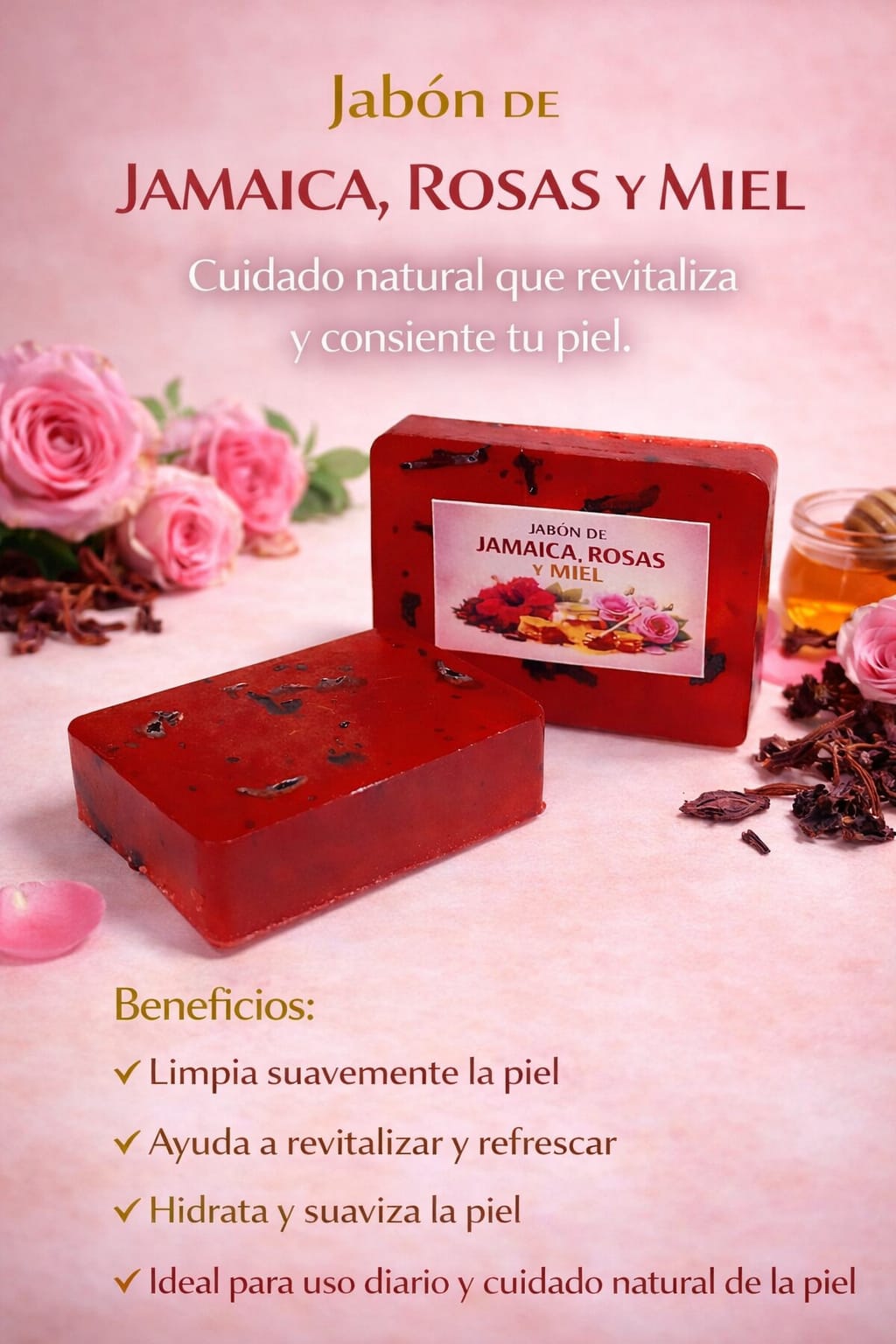 Jabón de Jamaica, Rosas y Miel