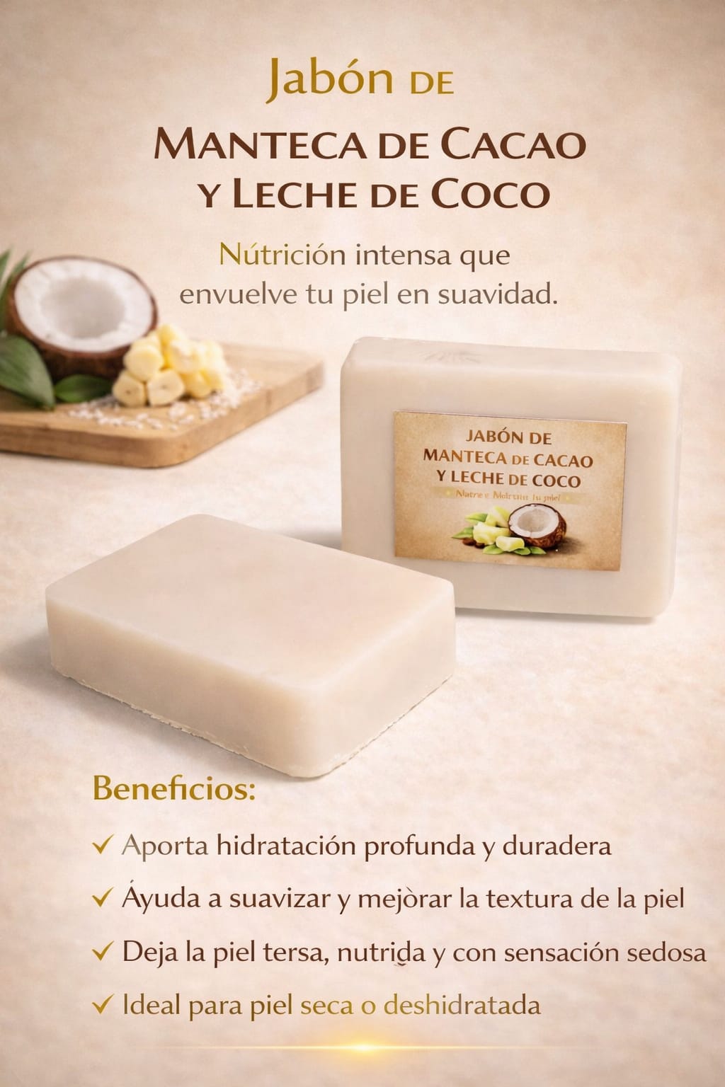 Jabón de Manteca de Cacao y Leche de Coco