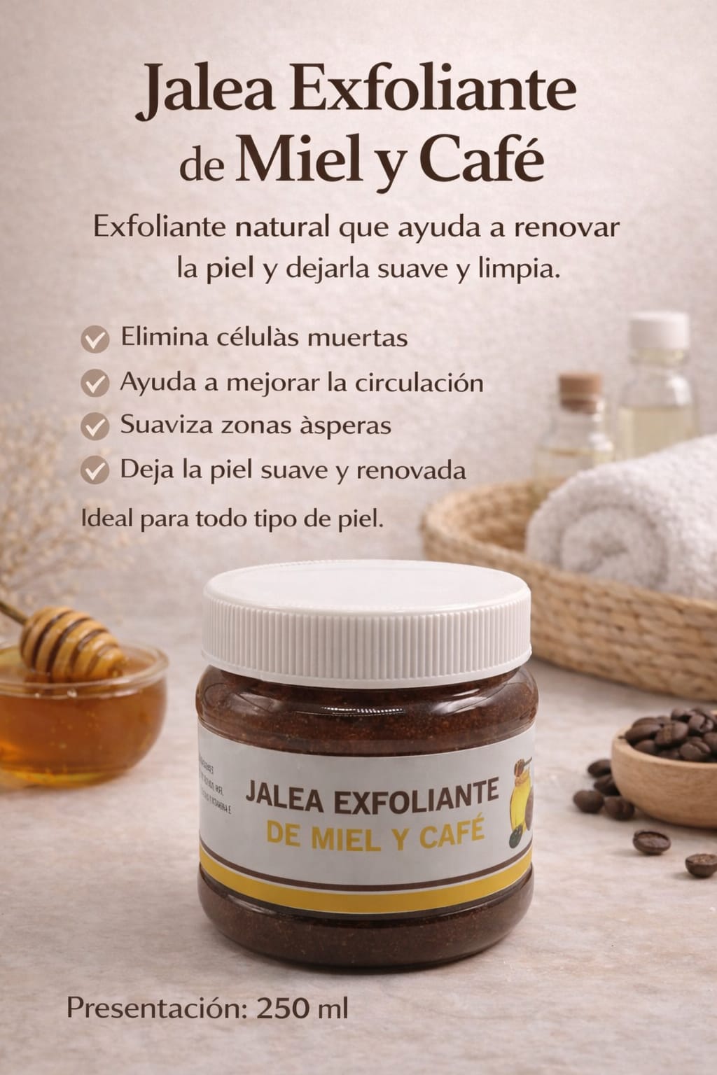 Jalea Exfoliante de Miel y Café
